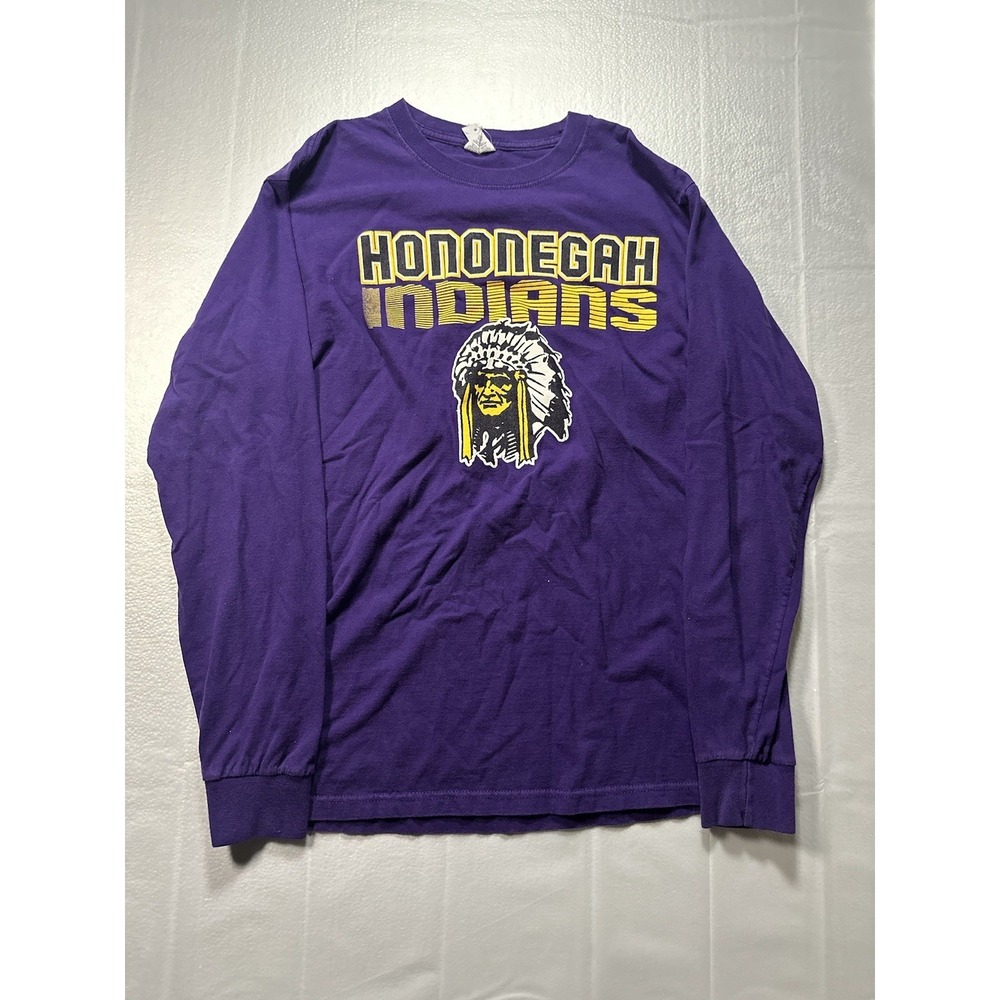 Hononegah Indians School‎ Shirt Medium Jerzees Purple Long sleeve - Jerzees Tag